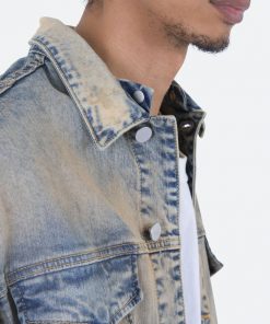 Mnml Detachable Hood Trucker Jacket - Blue