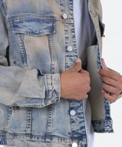 Mnml Detachable Hood Trucker Jacket - Blue