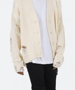 Mnml Distressed Cardigan - Off White