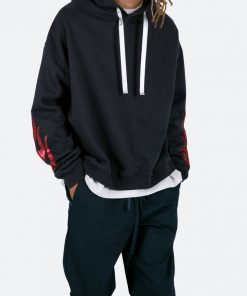 Mnml Flame Cropped Hoodie - Black