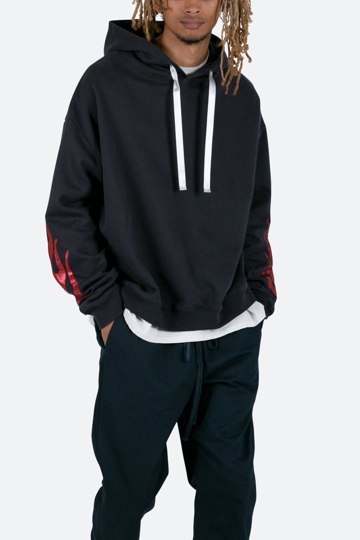 Mnml Flame Cropped Hoodie - Black 2 Mnml Flame Cropped Hoodie - Black