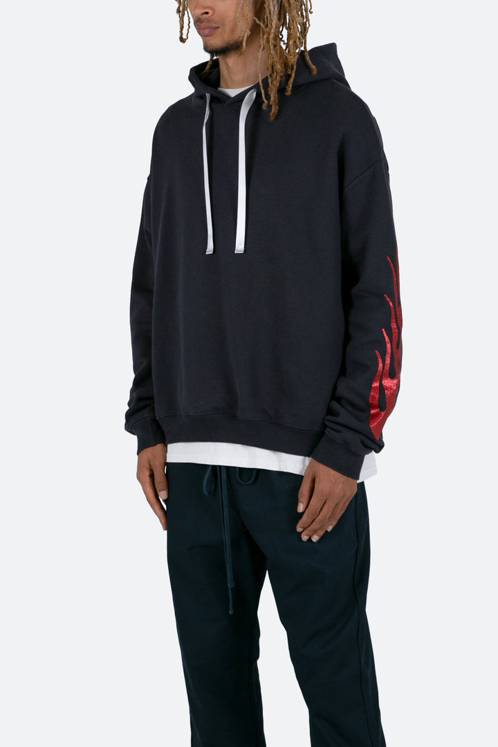 Mnml Flame Cropped Hoodie - Black 4 Mnml Flame Cropped Hoodie - Black