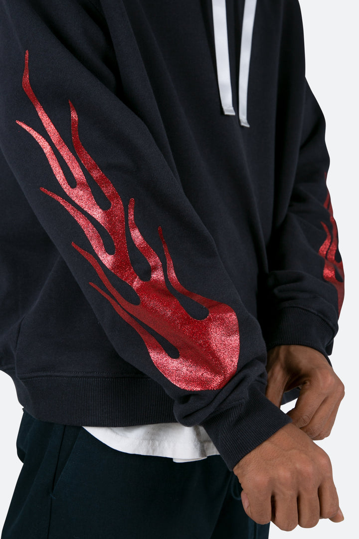 Mnml Flame Cropped Hoodie - Black 7 Mnml Flame Cropped Hoodie - Black