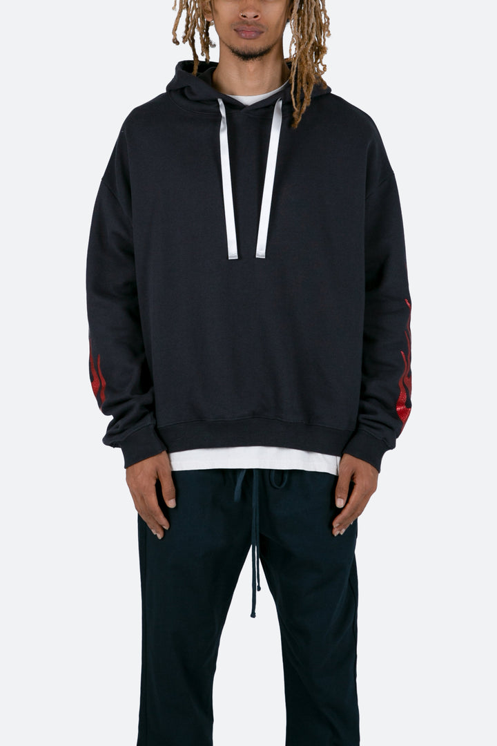 Mnml Flame Cropped Hoodie - Black 1 Mnml Flame Cropped Hoodie - Black