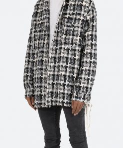 Mnml Laced Loose Woven Shirt - Black/White Tops