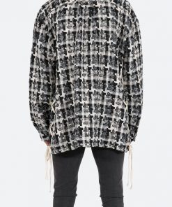 Mnml Laced Loose Woven Shirt - Black/White Tops