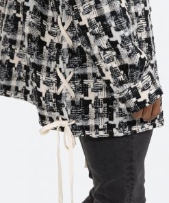 Mnml Laced Loose Woven Shirt - Black/White Tops
