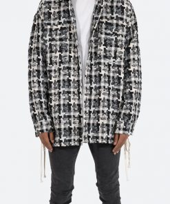 Mnml Laced Loose Woven Shirt - Black/White Tops