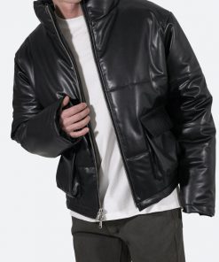 Mnml Leather Cropped Puffer - Black Outerwear
