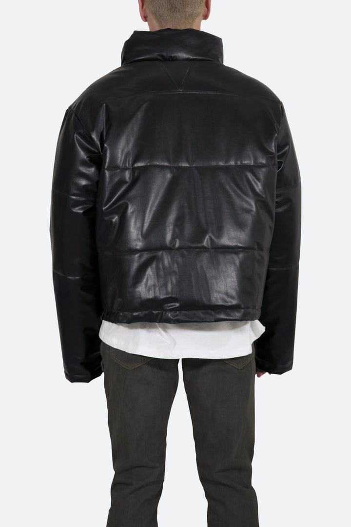 Mnml Leather Cropped Puffer - Black Outerwear 6 Mnml Leather Cropped Puffer - Black Outerwear