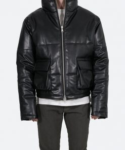 Mnml Leather Cropped Puffer - Black Outerwear