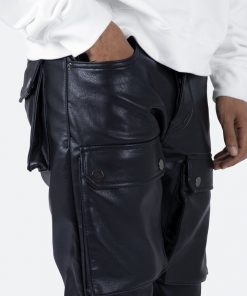 Mnml Leather Snap Cargo Pants - Black Bottoms