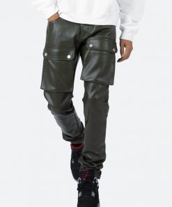 Mnml Leather Snap Cargo Pants - Olive