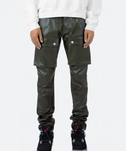 Mnml Leather Snap Cargo Pants - Olive