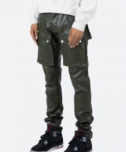 Mnml Leather Snap Cargo Pants - Olive