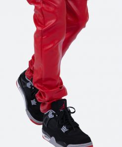 Mnml Bottoms Leather Snap Cargo Pants - Red 17 Mnml Bottoms Leather Snap Cargo Pants - Red