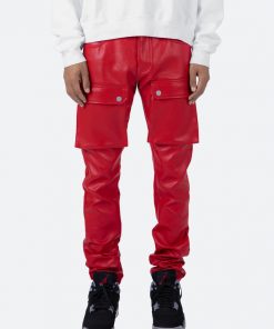 Mnml Bottoms Leather Snap Cargo Pants - Red