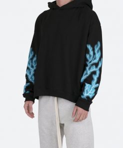 Mnml Lightning Cropped Hoodie - Black