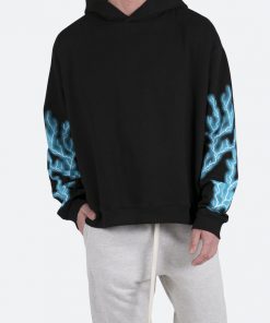 Mnml Lightning Cropped Hoodie - Black