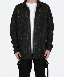 Mnml Loose Woven Flannel Shirt - Black