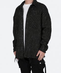 Mnml Loose Woven Flannel Shirt - Black