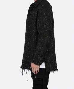 Mnml Loose Woven Flannel Shirt - Black