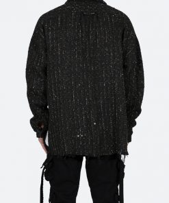 Mnml Loose Woven Flannel Shirt - Black