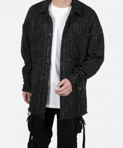 Mnml Loose Woven Flannel Shirt - Black