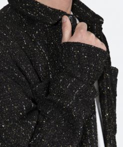 Mnml Loose Woven Flannel Shirt - Black