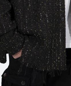 Mnml Loose Woven Flannel Shirt - Black