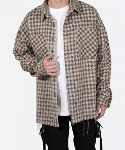 Mnml Tops Loose Woven Flannel Shirt - Brown