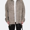 Mnml Tops Loose Woven Flannel Shirt - Brown