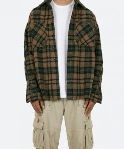 Mnml Tops Loose Woven Flannel Shirt - Green/Black