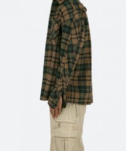 Mnml Tops Loose Woven Flannel Shirt - Green/Black