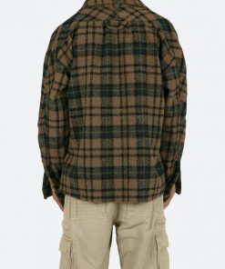 Mnml Tops Loose Woven Flannel Shirt - Green/Black