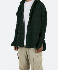 Mnml Loose Woven Flannel Shirt - Navy/Green