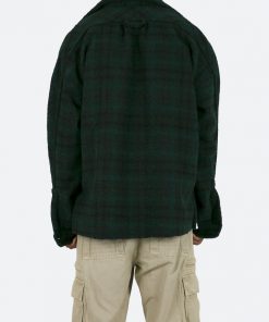 Mnml Loose Woven Flannel Shirt - Navy/Green