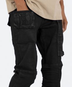 Mnml M329 Waxed Cargo Slim Denim - Black