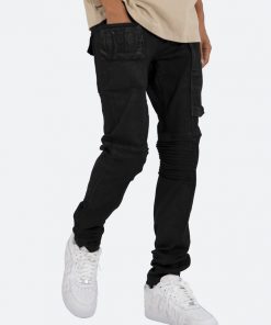 Mnml M329 Waxed Cargo Slim Denim - Black