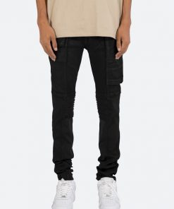 Mnml M329 Waxed Cargo Slim Denim - Black