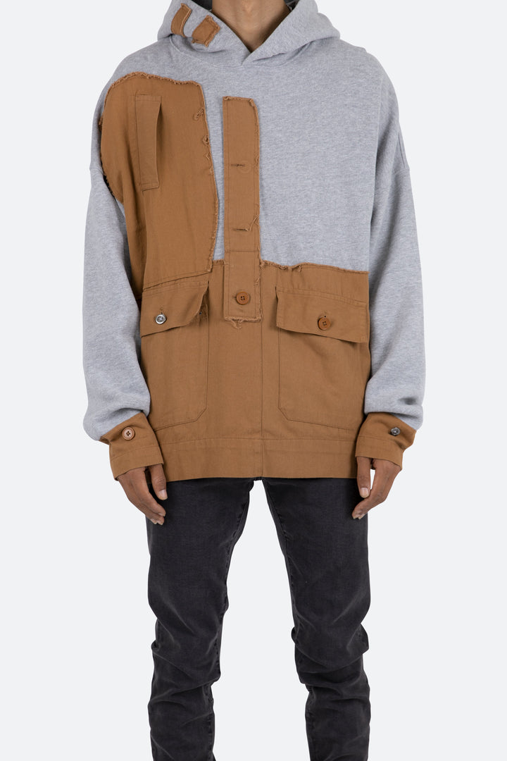 Mnml Outerwear Mash Up Hoodie - Grey 2 Mnml Outerwear Mash Up Hoodie - Grey