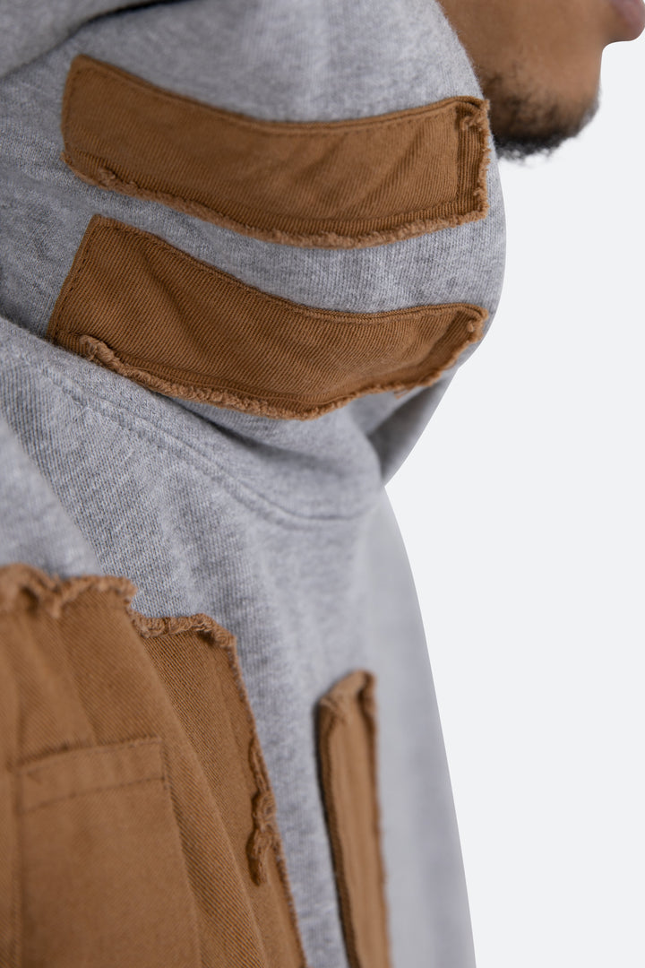 Mnml Outerwear Mash Up Hoodie - Grey 7 Mnml Outerwear Mash Up Hoodie - Grey