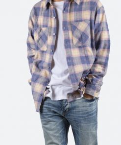 Mnml Metal Button Flannel - Blue/Yellow
