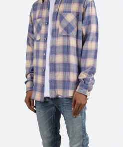 Mnml Metal Button Flannel - Blue/Yellow