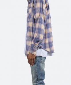 Mnml Metal Button Flannel - Blue/Yellow
