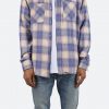 Mnml Metal Button Flannel - Blue/Yellow