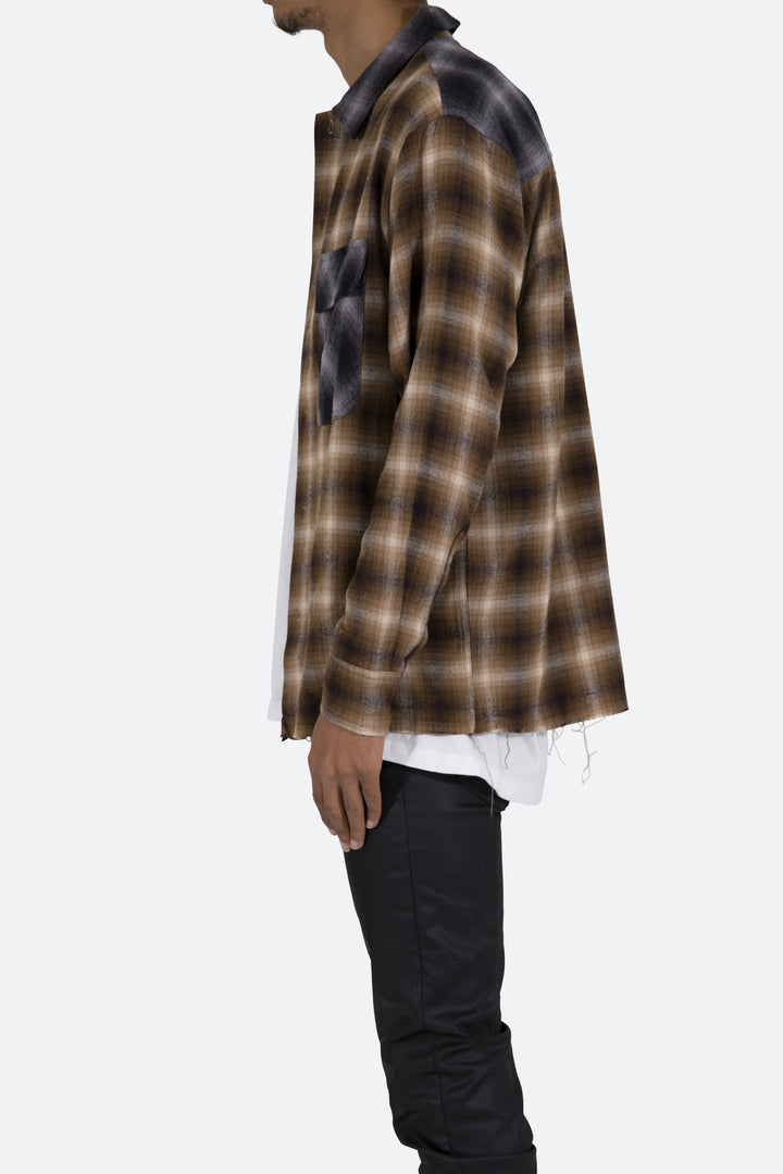Mnml Tops Mismatch Flannel Shirt - Brown/Grey 5 Mnml Tops Mismatch Flannel Shirt - Brown/Grey