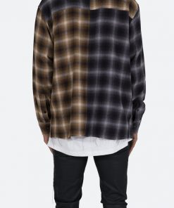 Mnml Tops Mismatch Flannel Shirt - Brown/Grey 13 Mnml Tops Mismatch Flannel Shirt - Brown/Grey