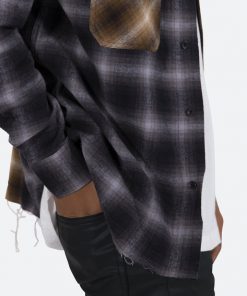 Mnml Tops Mismatch Flannel Shirt - Brown/Grey 14 Mnml Tops Mismatch Flannel Shirt - Brown/Grey