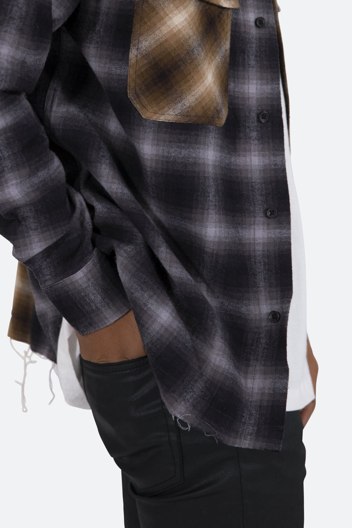 Mnml Tops Mismatch Flannel Shirt - Brown/Grey 7 Mnml Tops Mismatch Flannel Shirt - Brown/Grey